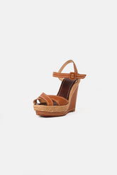 Christian Louboutin Almeria 120 Dolgu Topuk Sandalet Kahverengi - 36
